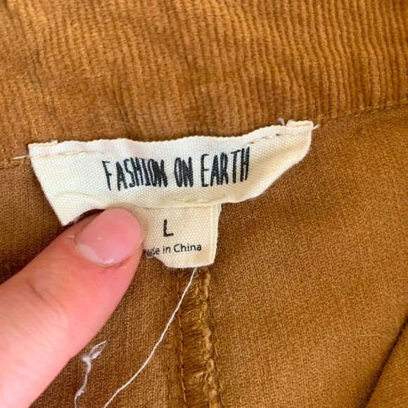 Fashion On Earth Boho Wide Leg Corduroy Pants Brown Bohemian Bell Bottoms - Picture 7 of 7